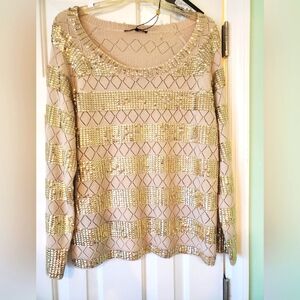 Gold and Cream Sequin Sweater